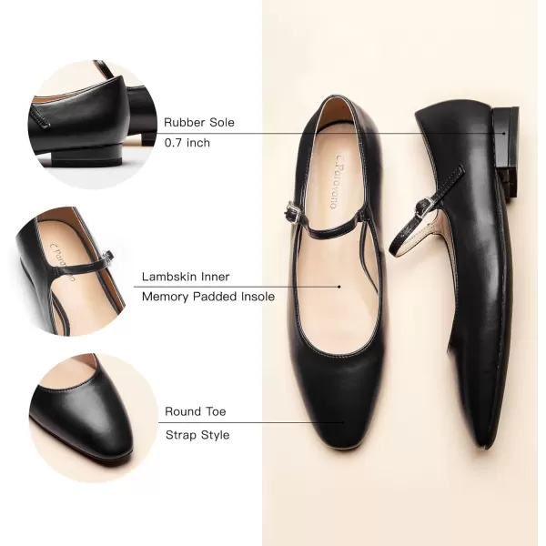 imageCParavano Mary Jane Shoes for Women  Womens Round Toe Flats  Strap Flats Shoes  Womens Flats  Mary Jane Flats  Leather Ballet Flats  Dressy ShoesX6cblack