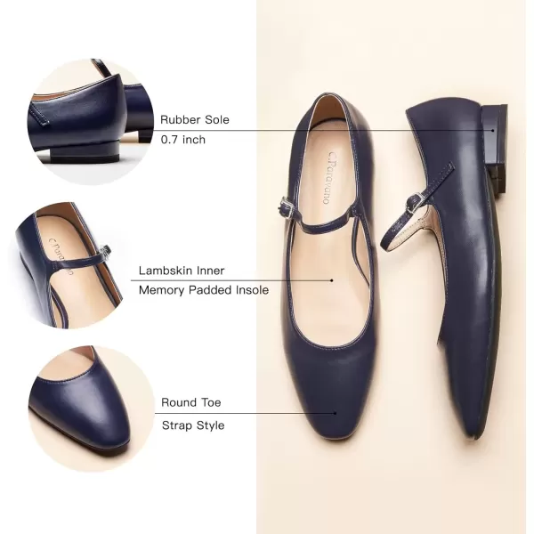 imageCParavano Mary Jane Shoes for Women  Womens Round Toe Flats  Strap Flats Shoes  Womens Flats  Mary Jane Flats  Leather Ballet Flats  Dressy ShoesX6cnavy