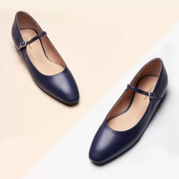imageCParavano Mary Jane Shoes for Women  Womens Round Toe Flats  Strap Flats Shoes  Womens Flats  Mary Jane Flats  Leather Ballet Flats  Dressy ShoesX6cnavy