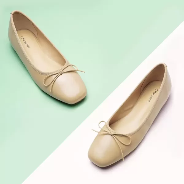 imageCParavano Women Flats Shoes  Ballet Flat for Womens  Slip On Womens Flats  Round Toe Dress ShoesBeiged