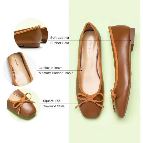 imageCParavano Women Flats Shoes  Ballet Flat for Womens  Slip On Womens Flats  Round Toe Dress ShoesBrowna