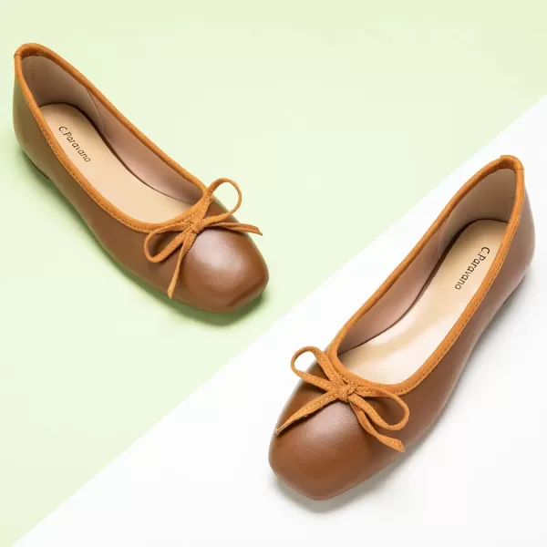 imageCParavano Women Flats Shoes  Ballet Flat for Womens  Slip On Womens Flats  Round Toe Dress ShoesBrowna