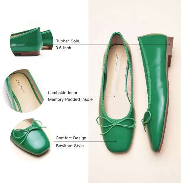 imageCParavano Women Flats Shoes  Ballet Flat for Womens  Slip On Womens Flats  Round Toe Dress ShoesGreend