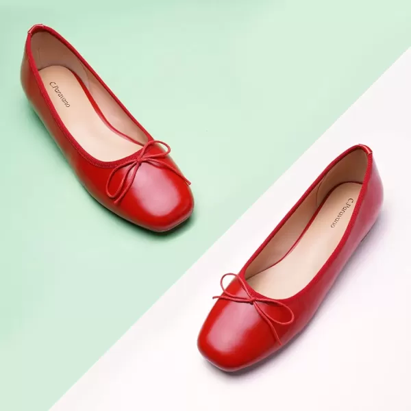 imageCParavano Women Flats Shoes  Ballet Flat for Womens  Slip On Womens Flats  Round Toe Dress ShoesRedd