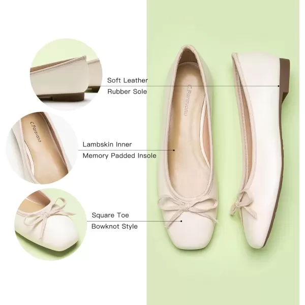 imageCParavano Women Flats Shoes  Ballet Flat for Womens  Slip On Womens Flats  Round Toe Dress ShoesWhitea