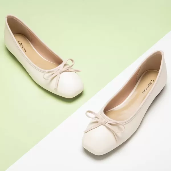 imageCParavano Women Flats Shoes  Ballet Flat for Womens  Slip On Womens Flats  Round Toe Dress ShoesWhitea