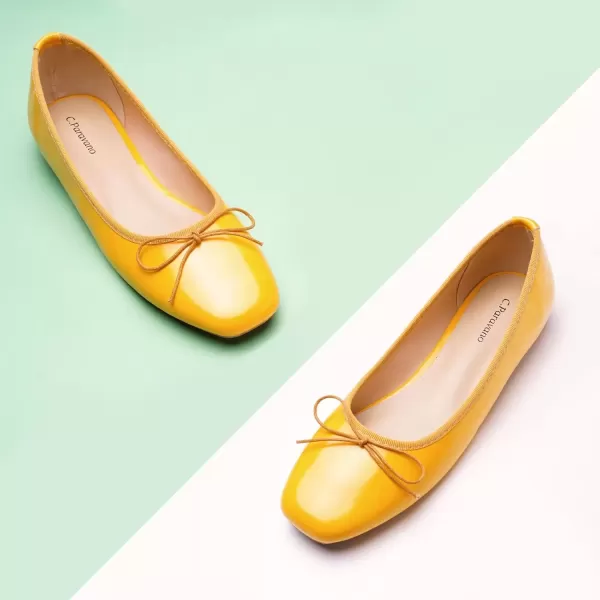 imageCParavano Women Flats Shoes  Ballet Flat for Womens  Slip On Womens Flats  Round Toe Dress ShoesYellowd