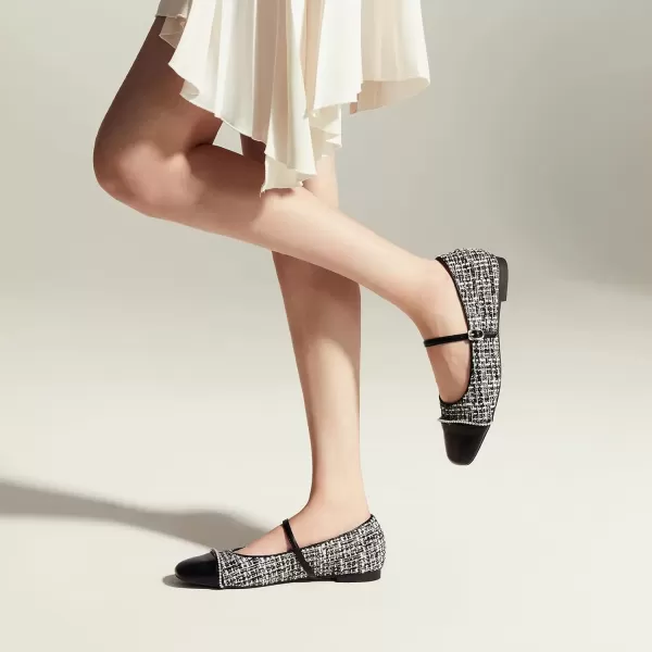imageCParavano Womens Flats Shoes Round Toe Ballet Flats with Strap Comfortable Mary Janes Tweed Flats Dressy Casual Work Office Party Shoes for WomenGreen