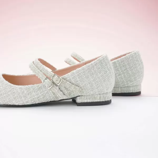 imageCParavano Womens Flats Shoes Round Toe Ballet Flats with Strap Comfortable Mary Janes Tweed Flats Dressy Casual Work Office Party Shoes for WomenGreeng