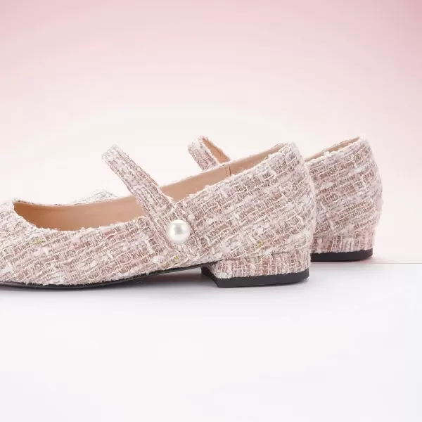 imageCParavano Womens Flats Shoes Round Toe Ballet Flats with Strap Comfortable Mary Janes Tweed Flats Dressy Casual Work Office Party Shoes for WomenHotpink