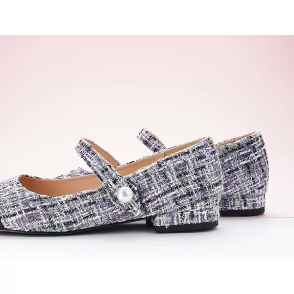 imageCParavano Womens Flats Shoes Round Toe Ballet Flats with Strap Comfortable Mary Janes Tweed Flats Dressy Casual Work Office Party Shoes for WomenPurple