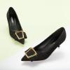imageCParavano Metal Buckle Pointy Pumps Heels for Women Sexy Wedding Shoes Dressy Low Heel for Formal Events Work Casual Heels Leather Pumps for Office AttireBlack Tweed