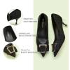 imageCParavano Metal Buckle Pointy Pumps Heels for Women Sexy Wedding Shoes Dressy Low Heel for Formal Events Work Casual Heels Leather Pumps for Office AttireBlack Tweed