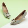 imageCParavano Metal Buckle Pointy Pumps Heels for Women Sexy Wedding Shoes Dressy Low Heel for Formal Events Work Casual Heels Leather Pumps for Office AttireGrey Green