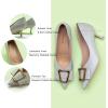 imageCParavano Metal Buckle Pointy Pumps Heels for Women Sexy Wedding Shoes Dressy Low Heel for Formal Events Work Casual Heels Leather Pumps for Office AttireGrey Green