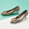 imageCParavano Metal Buckle Pointy Pumps Heels for Women Sexy Wedding Shoes Dressy Low Heel for Formal Events Work Casual Heels Leather Pumps for Office AttireGrey E3