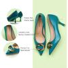 imageCParavano Pointed Toe Heels Closed Toe Womens Pumps Low Heel for Formal Events Dress Pump Leather Pumps for Women Dressy Womens Heels Comfortable DressyPeacock Blue E2