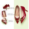 imageCParavano Pointed Toe Heels Closed Toe Womens Pumps Low Heel for Formal Events Dress Pump Leather Pumps for Women Dressy Womens Heels Comfortable DressyRed E2