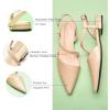 imageCParavano Slingback Flats for Women Crocdile Print Pointed Toe Flats Sandals Adjustable Ankle Strap Slingback Slip on ShoesBeige
