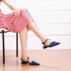 imageCParavano Slingback Flats for Women Crocdile Print Pointed Toe Flats Sandals Adjustable Ankle Strap Slingback Slip on ShoesNavy