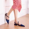 imageCParavano Slingback Flats for Women Crocdile Print Pointed Toe Flats Sandals Adjustable Ankle Strap Slingback Slip on ShoesNavy