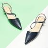 imageCParavano Slingback Flats for Women Crocdile Print Pointed Toe Flats Sandals Adjustable Ankle Strap Slingback Slip on ShoesNavyn