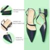 imageCParavano Slingback Flats for Women Crocdile Print Pointed Toe Flats Sandals Adjustable Ankle Strap Slingback Slip on ShoesNavyn