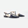 imageCParavano Slingback Flats for Women Crocdile Print Pointed Toe Flats Sandals Adjustable Ankle Strap Slingback Slip on ShoesNavyn