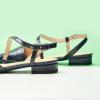 imageCParavano Slingback Flats for Women Crocdile Print Pointed Toe Flats Sandals Adjustable Ankle Strap Slingback Slip on ShoesNavyn