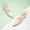 imageCParavano Slingback Flats for Women Crocdile Print Pointed Toe Flats Sandals Adjustable Ankle Strap Slingback Slip on ShoesOffwhite