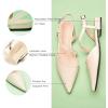 imageCParavano Slingback Flats for Women Crocdile Print Pointed Toe Flats Sandals Adjustable Ankle Strap Slingback Slip on ShoesOffwhite