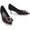 imageCParavano Metal Buckle Pointy Pumps Heels for Women Sexy Wedding Shoes Dressy Low Heel for Formal Events Work Casual Heels Leather Pumps for Office AttireBlack Tweed