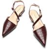 imageCParavano Slingback Flats for Women Crocdile Print Pointed Toe Flats Sandals Adjustable Ankle Strap Slingback Slip on ShoesDarkred