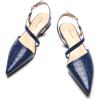 imageCParavano Slingback Flats for Women Crocdile Print Pointed Toe Flats Sandals Adjustable Ankle Strap Slingback Slip on ShoesNavy