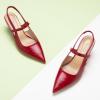 imageCParavano Womens Slingback Flats Pointed Toe Slingback Shoes Womens Pointed Toe Slingback Heels Slingback Kitten Heel Pumps Ankle Strap Flats Sandals Comfort Leather Dress ShoesRed Heels