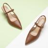 imageCParavano Womens Slingback Flats Pointed Toe Slingback Shoes Womens Pointed Toe Slingback Heels Slingback Kitten Heel Pumps Ankle Strap Flats Sandals Comfort Leather Dress ShoesBrown Heels