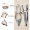 imageCParavano Womens Slingback Flats Pointed Toe Slingback Shoes Womens Pointed Toe Slingback Heels Slingback Kitten Heel Pumps Ankle Strap Flats Sandals Comfort Leather Dress ShoesSnakeskin Light Grey Flats