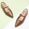 imageCParavano Womens Slingback Flats Pointed Toe Slingback Shoes Womens Pointed Toe Slingback Heels Slingback Kitten Heel Pumps Ankle Strap Flats Sandals Comfort Leather Dress ShoesBrown Flats