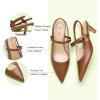 imageCParavano Womens Slingback Flats Pointed Toe Slingback Shoes Womens Pointed Toe Slingback Heels Slingback Kitten Heel Pumps Ankle Strap Flats Sandals Comfort Leather Dress ShoesBrown Heels