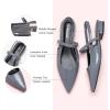 imageCParavano Womens Slingback Flats Pointed Toe Slingback Shoes Womens Pointed Toe Slingback Heels Slingback Kitten Heel Pumps Ankle Strap Flats Sandals Comfort Leather Dress ShoesGrey Flats