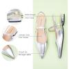 imageCParavano Womens Slingback Flats Pointed Toe Slingback Shoes Womens Pointed Toe Slingback Heels Slingback Kitten Heel Pumps Ankle Strap Flats Sandals Comfort Leather Dress ShoesSilver Flats
