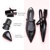 imageCParavano Womens Slingback Flats Pointed Toe Slingback Shoes Womens Pointed Toe Slingback Heels Slingback Kitten Heel Pumps Ankle Strap Flats Sandals Comfort Leather Dress ShoesBlack Flats