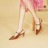 imageCParavano Womens Slingback Flats Pointed Toe Slingback Shoes Womens Pointed Toe Slingback Heels Slingback Kitten Heel Pumps Ankle Strap Flats Sandals Comfort Leather Dress ShoesBrown Heels
