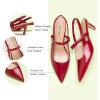 imageCParavano Womens Slingback Flats Pointed Toe Slingback Shoes Womens Pointed Toe Slingback Heels Slingback Kitten Heel Pumps Ankle Strap Flats Sandals Comfort Leather Dress ShoesRed Heels