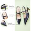 imageCParavano Womens Slingback Flats Pointed Toe Slingback Shoes Womens Pointed Toe Slingback Heels Slingback Kitten Heel Pumps Ankle Strap Flats Sandals Comfort Leather Dress ShoesCroc Navy Heels