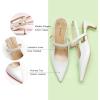 imageCParavano Womens Slingback Flats Pointed Toe Slingback Shoes Womens Pointed Toe Slingback Heels Slingback Kitten Heel Pumps Ankle Strap Flats Sandals Comfort Leather Dress ShoesWhite Heels