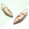 imageCParavano Womens Slingback Flats Pointed Toe Slingback Shoes Womens Pointed Toe Slingback Heels Slingback Kitten Heel Pumps Ankle Strap Flats Sandals Comfort Leather Dress ShoesSnakeskin Brown Flats