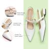imageCParavano Womens Slingback Flats Pointed Toe Slingback Shoes Womens Pointed Toe Slingback Heels Slingback Kitten Heel Pumps Ankle Strap Flats Sandals Comfort Leather Dress ShoesWhite Flats