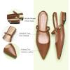 imageCParavano Womens Slingback Flats Pointed Toe Slingback Shoes Womens Pointed Toe Slingback Heels Slingback Kitten Heel Pumps Ankle Strap Flats Sandals Comfort Leather Dress ShoesBrown Flats