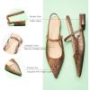 imageCParavano Womens Slingback Flats Pointed Toe Slingback Shoes Womens Pointed Toe Slingback Heels Slingback Kitten Heel Pumps Ankle Strap Flats Sandals Comfort Leather Dress ShoesSnakeskin Brown Flats